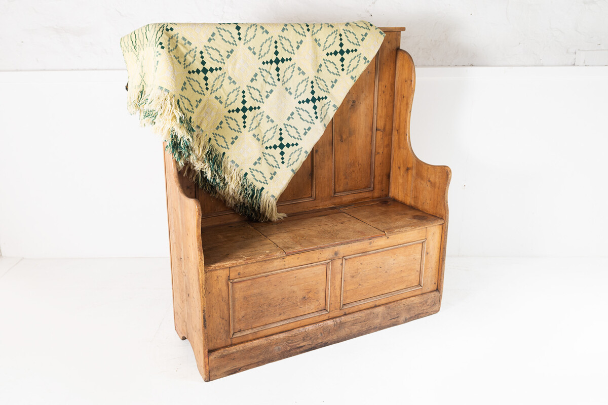 1960s Vintage Pure Welsh Wool Tapestry Blanket - Lemon & Green - Image 3