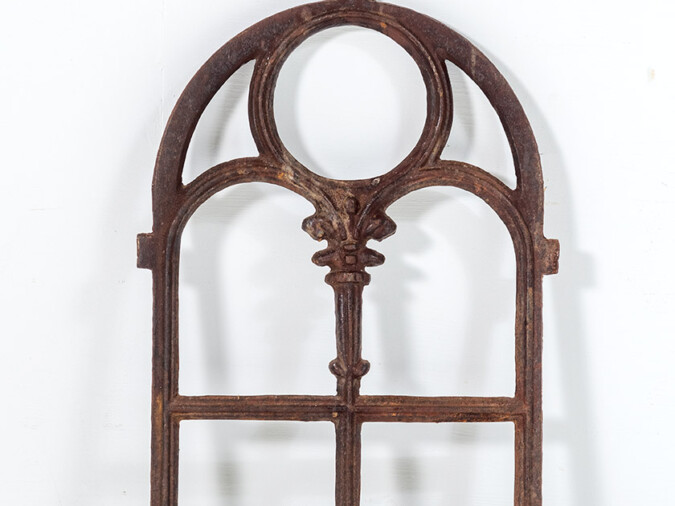 Small Reclaimed Victorian 19th Century Cast Iron Arched Top Gothic Revival Window Frame