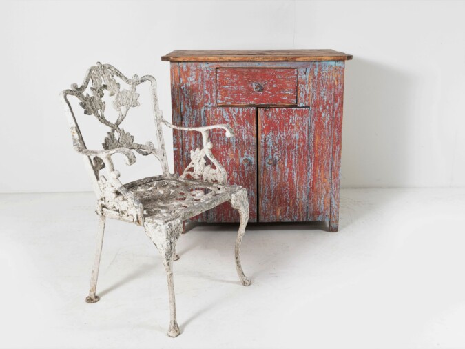 Decorative Cast Aluminium Flaky Paint Weathered Garden Chair