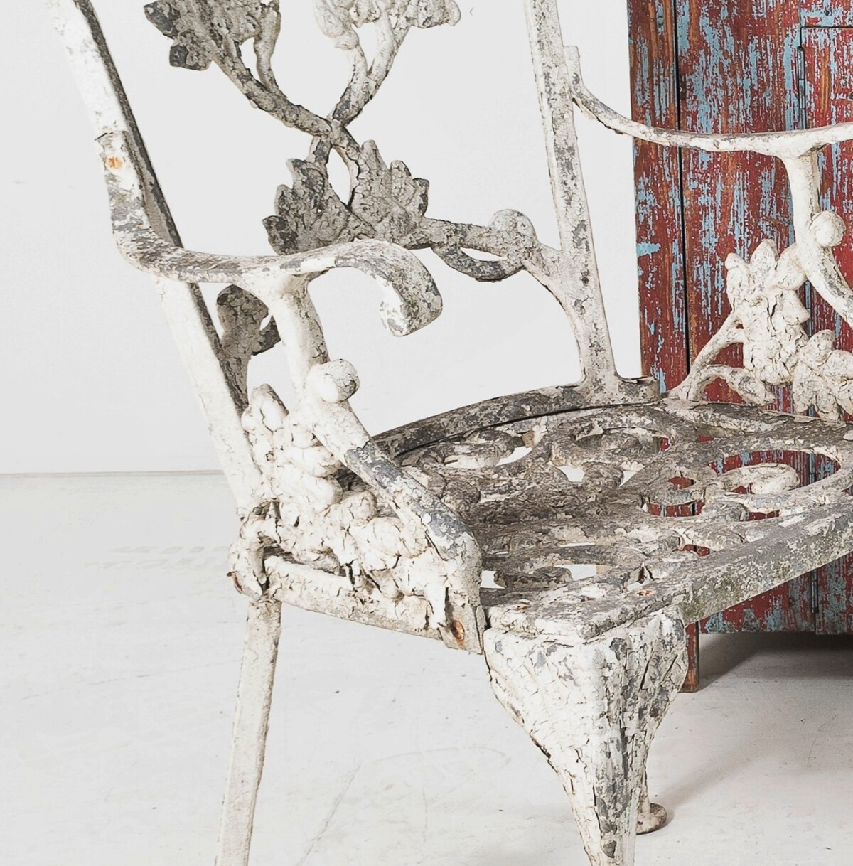 Decorative Cast Aluminium Flaky Paint Weathered Garden Chair - Image 2
