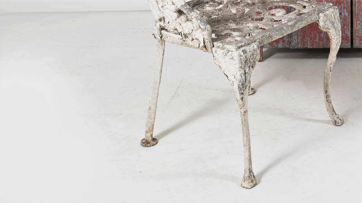 Decorative Cast Aluminium Flaky Paint Weathered Garden Chair - Image 9