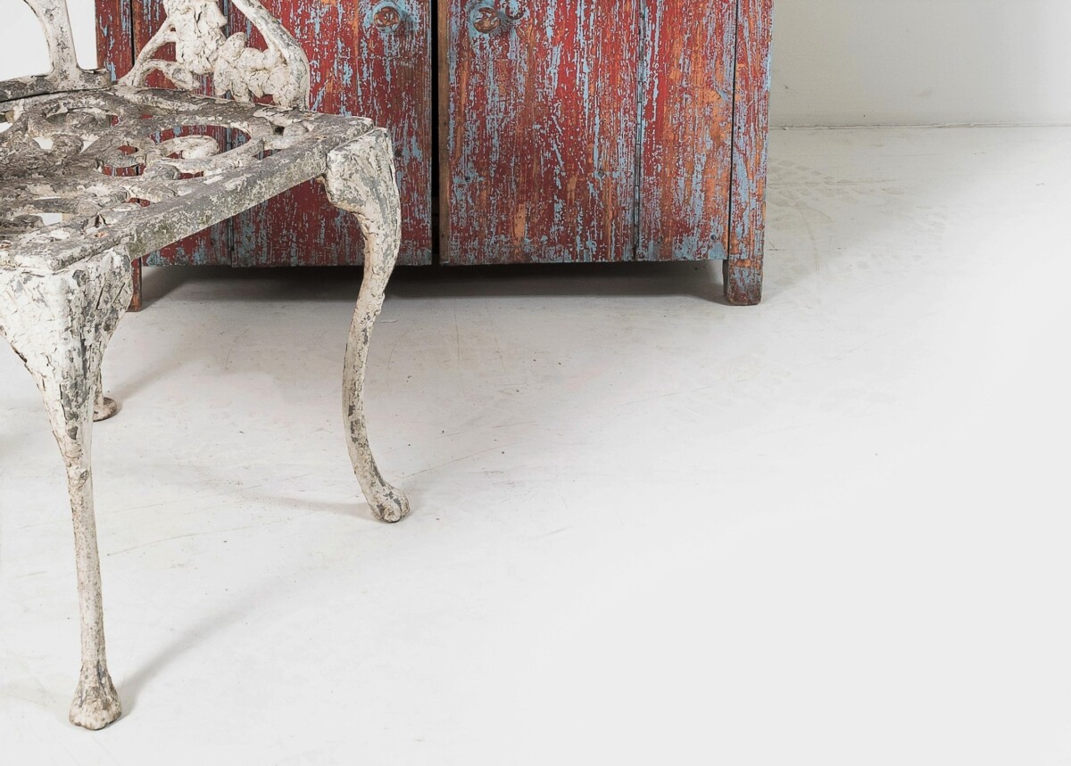 Decorative Cast Aluminium Flaky Paint Weathered Garden Chair - Image 8