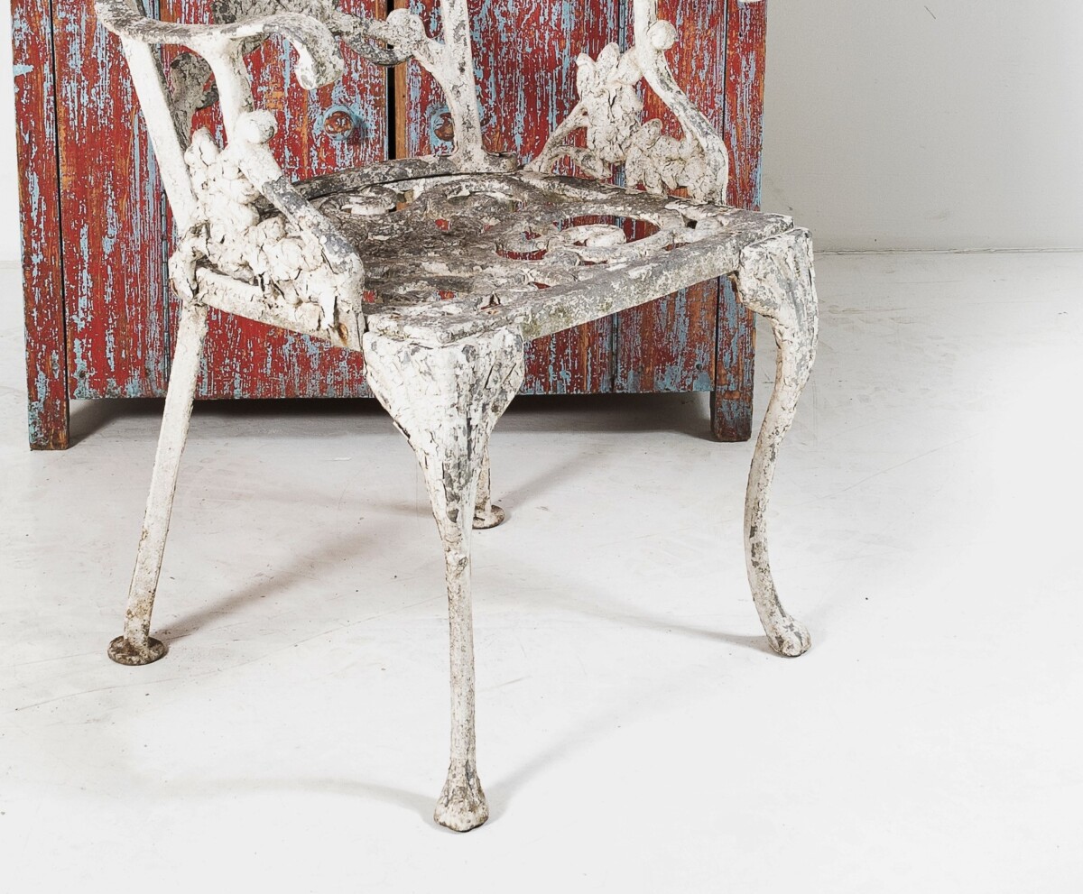 Decorative Cast Aluminium Flaky Paint Weathered Garden Chair - Image 6