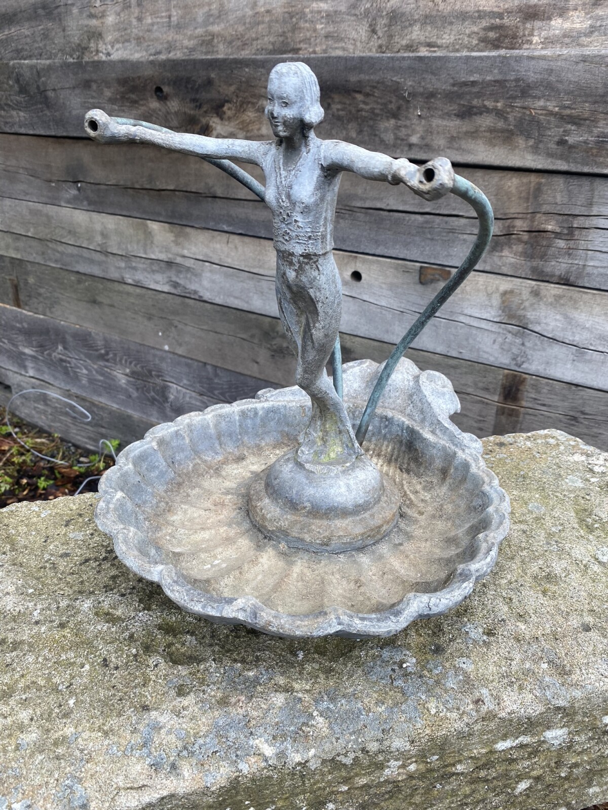 English Antique Lead Figural Fountainhead | Ornamental Garden Fountain Feature