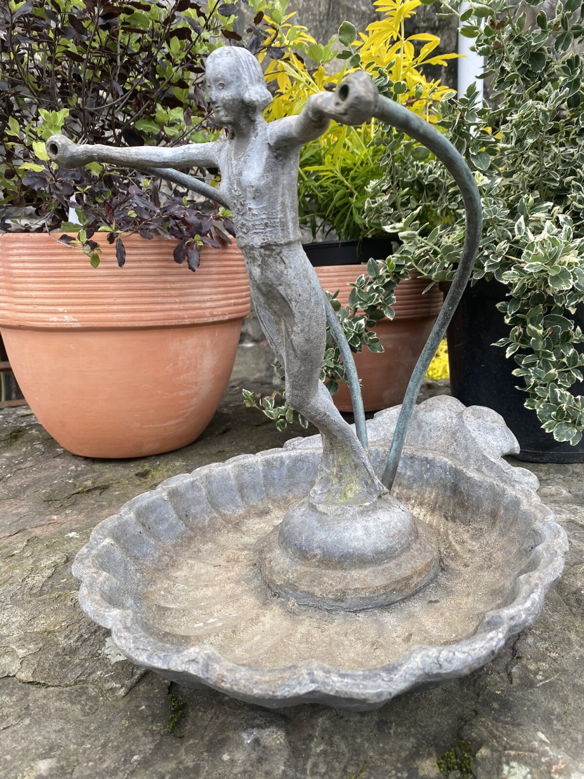 English Antique Lead Figural Fountainhead | Ornamental Garden Fountain Feature - Image 9