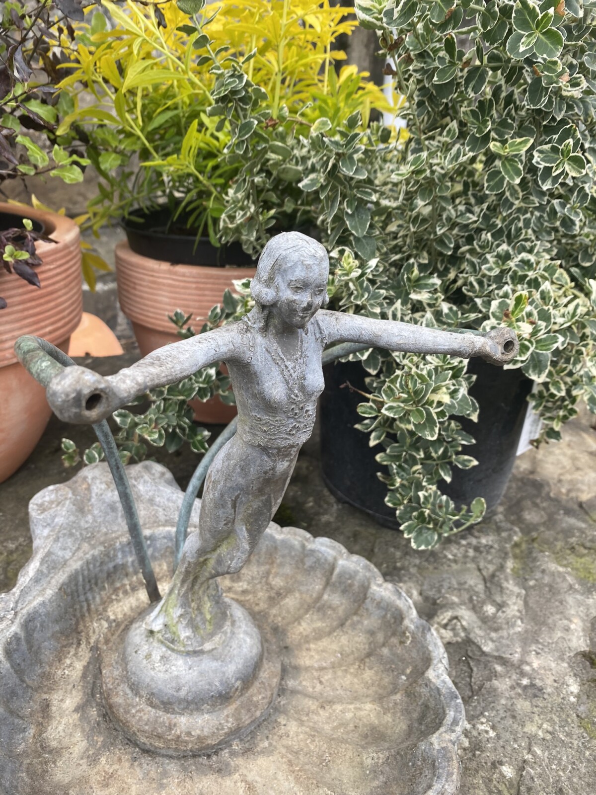 English Antique Lead Figural Fountainhead | Ornamental Garden Fountain Feature - Image 3