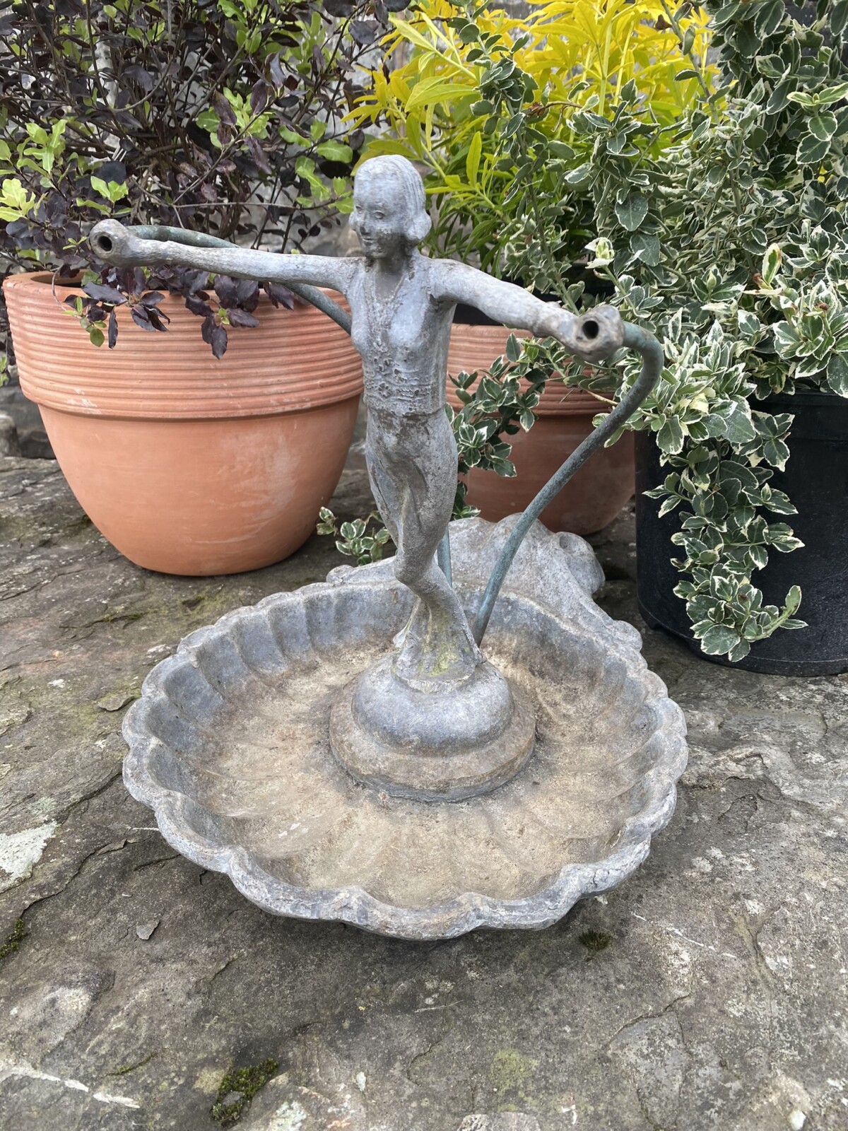 English Antique Lead Figural Fountainhead | Ornamental Garden Fountain Feature - Image 16