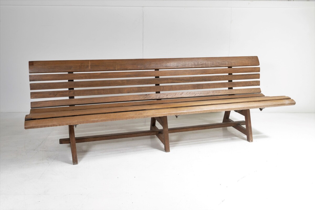 Unusual Hardwood Iroko and Cast Iron Garden Bench | Porch Logia Seating - Image 2