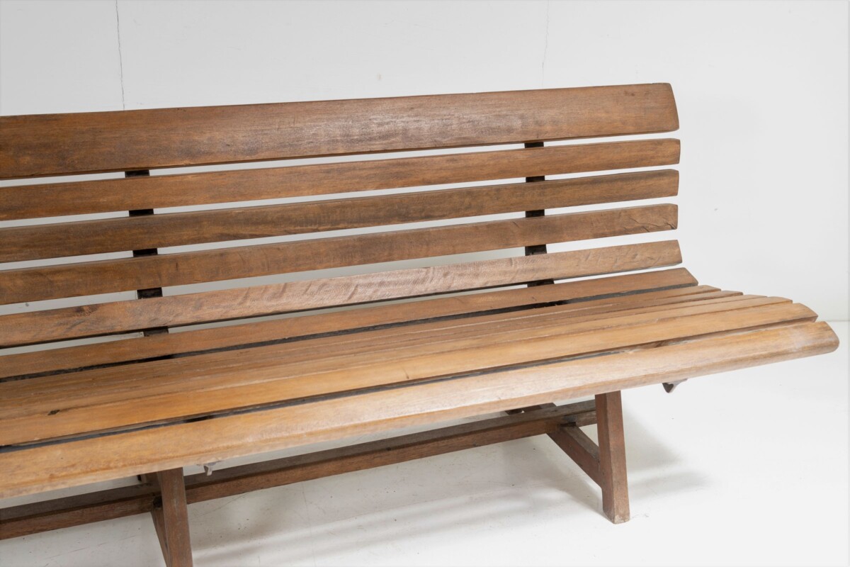 Unusual Hardwood Iroko and Cast Iron Garden Bench | Porch Logia Seating - Image 5