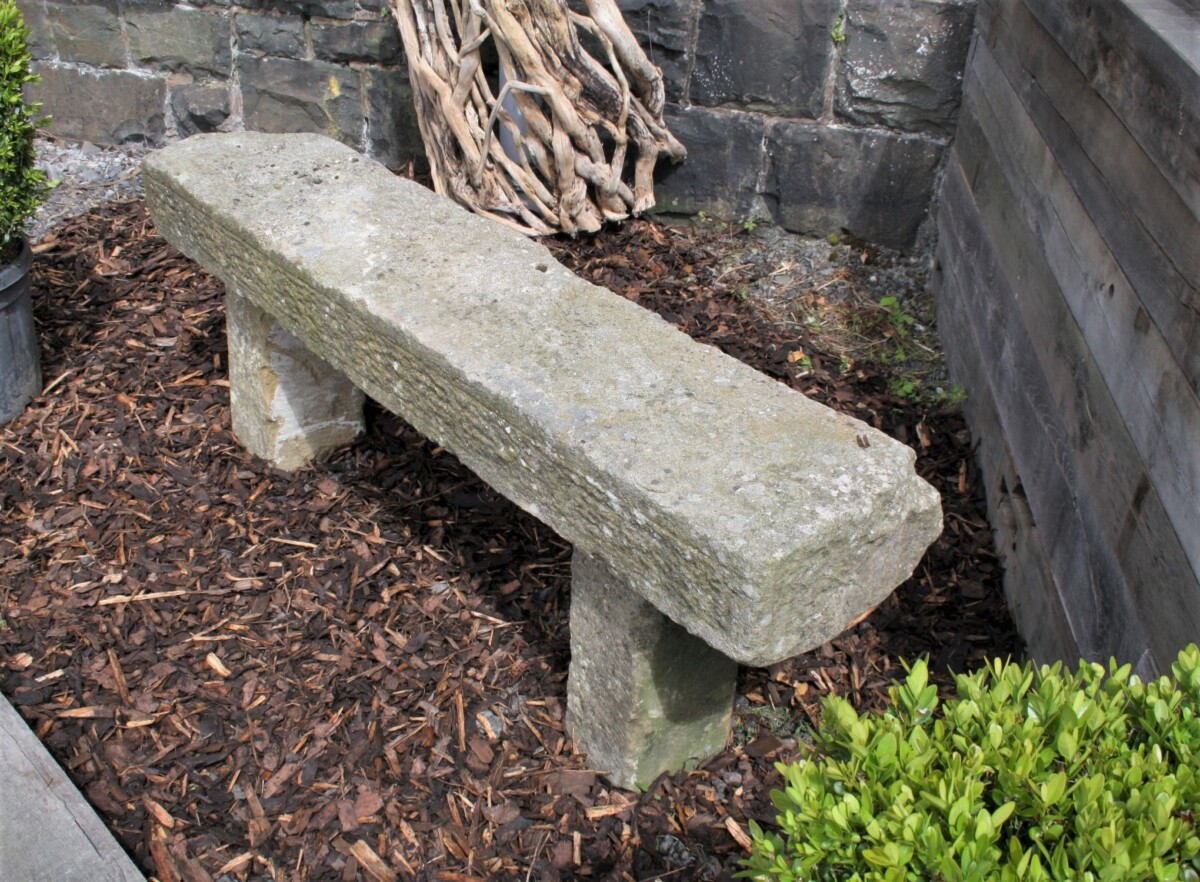 5ft Long Reclaimed Sandstone Garden Bench | Garden Seat | Weathered Garden Feature - Image 9