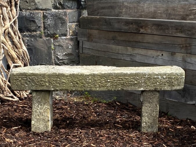 5ft Long Reclaimed Sandstone Garden Bench | Garden Seat | Weathered Garden Feature