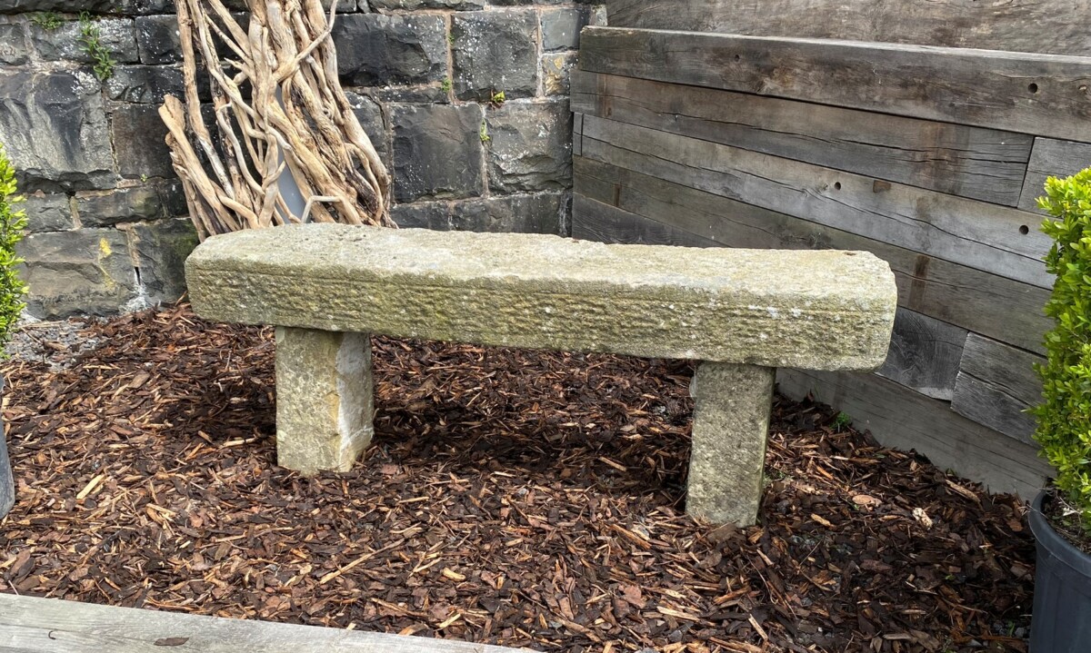 5ft Long Reclaimed Sandstone Garden Bench | Garden Seat | Weathered Garden Feature - Image 7