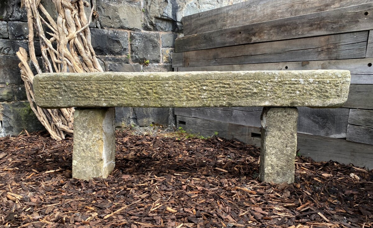 5ft Long Reclaimed Sandstone Garden Bench | Garden Seat | Weathered Garden Feature - Image 5