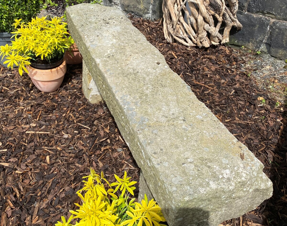 5ft Long Reclaimed Sandstone Garden Bench | Garden Seat | Weathered Garden Feature - Image 17