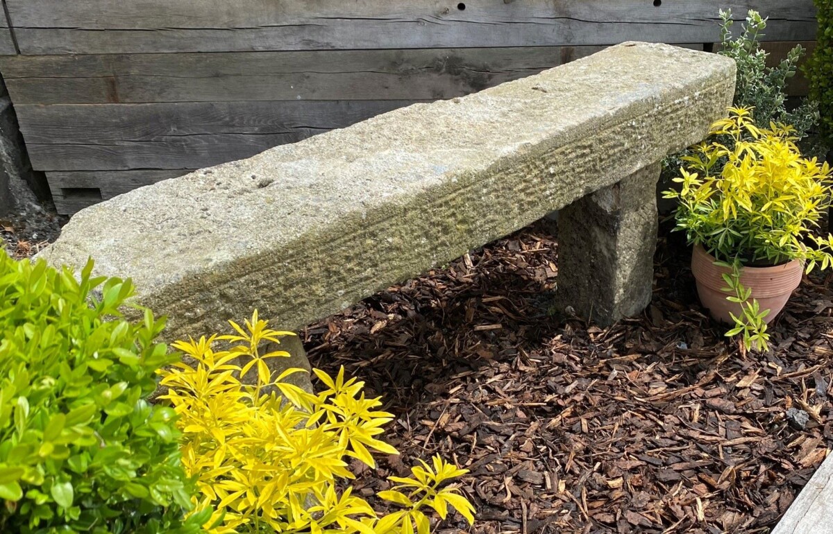 5ft Long Reclaimed Sandstone Garden Bench | Garden Seat | Weathered Garden Feature - Image 16