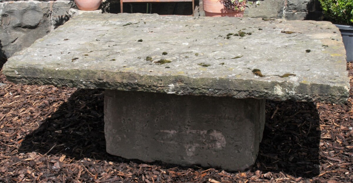 Large Reclaimed York Stone Garden Table | Weathered Sandstone Garden Feature - Image 11