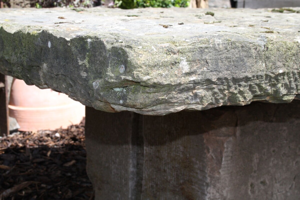 Large Reclaimed York Stone Garden Table | Weathered Sandstone Garden Feature - Image 2