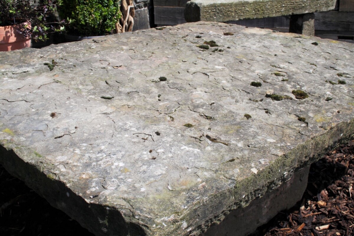Large Reclaimed York Stone Garden Table | Weathered Sandstone Garden Feature - Image 20