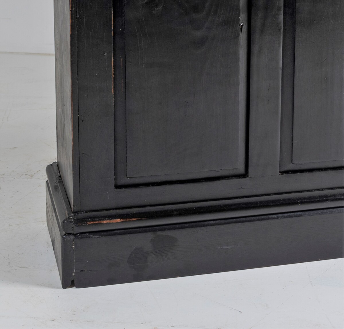 Long Low Panelled Ebonised Book Shelf Unit | Hall Shoe Storage Unit - Image 8