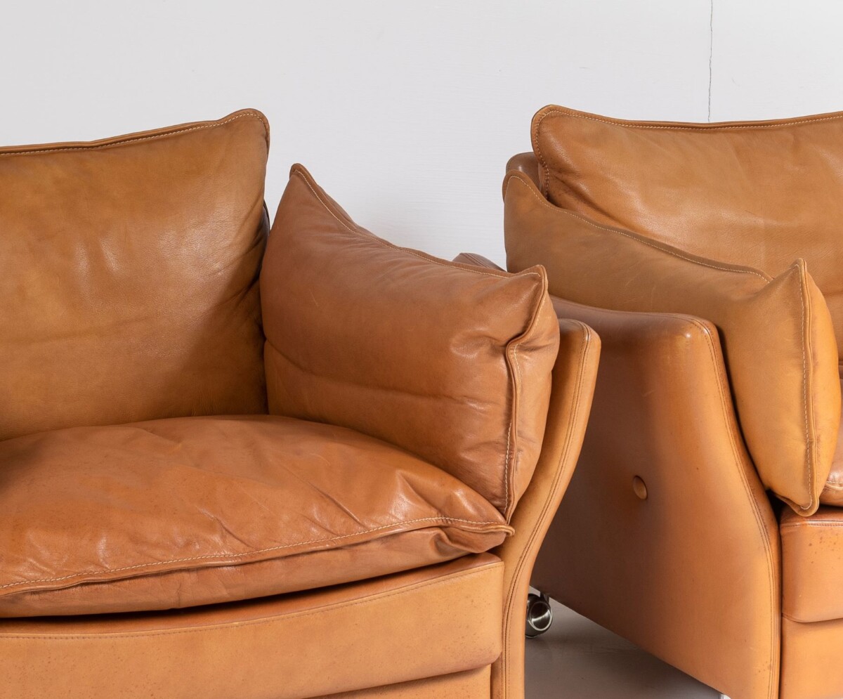 Mid-Century Modern 1980s Pair of Danish Svend Skipper Tan Leather Club Armchairs - Image 10
