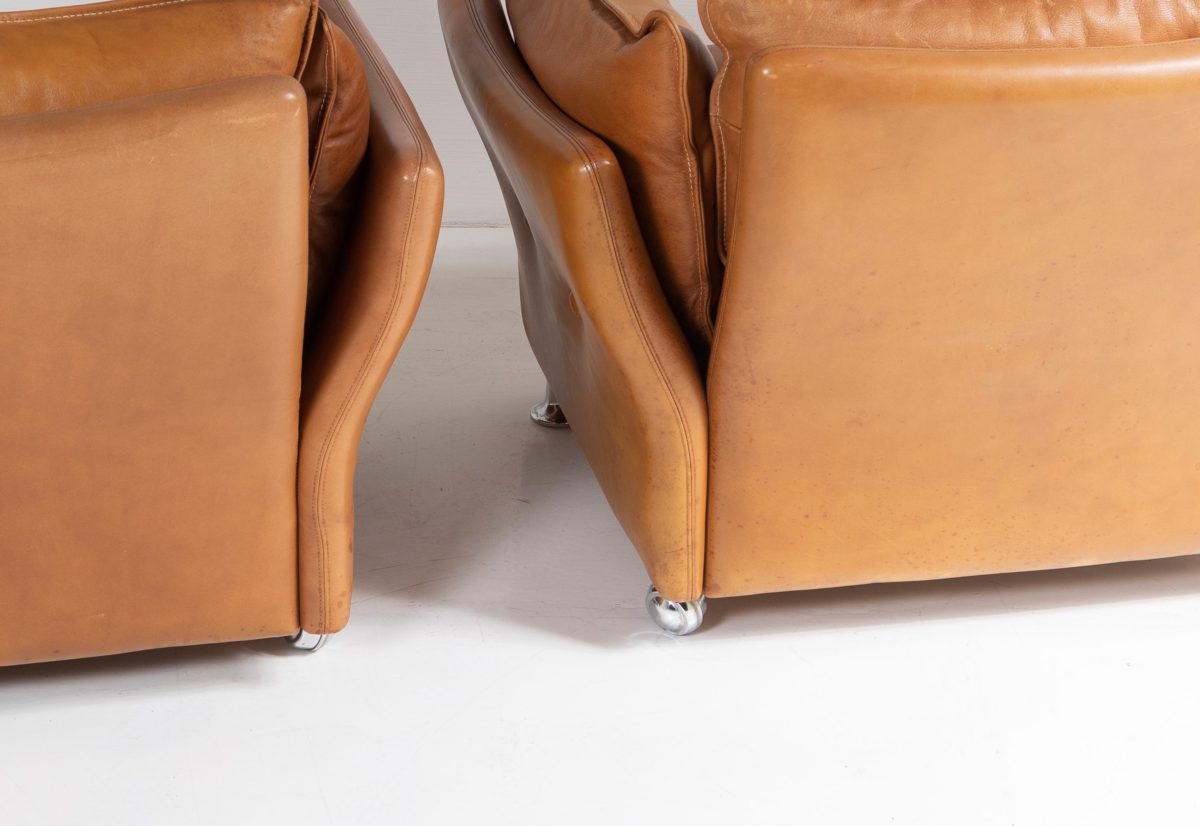 Mid-Century Modern 1980s Pair of Danish Svend Skipper Tan Leather Club Armchairs - Image 8