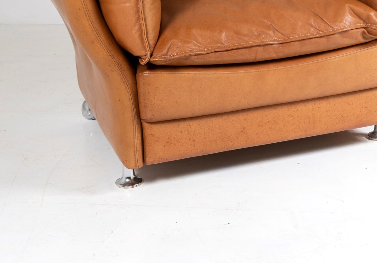 Mid-Century Modern 1980s Pair of Danish Svend Skipper Tan Leather Club Armchairs - Image 7