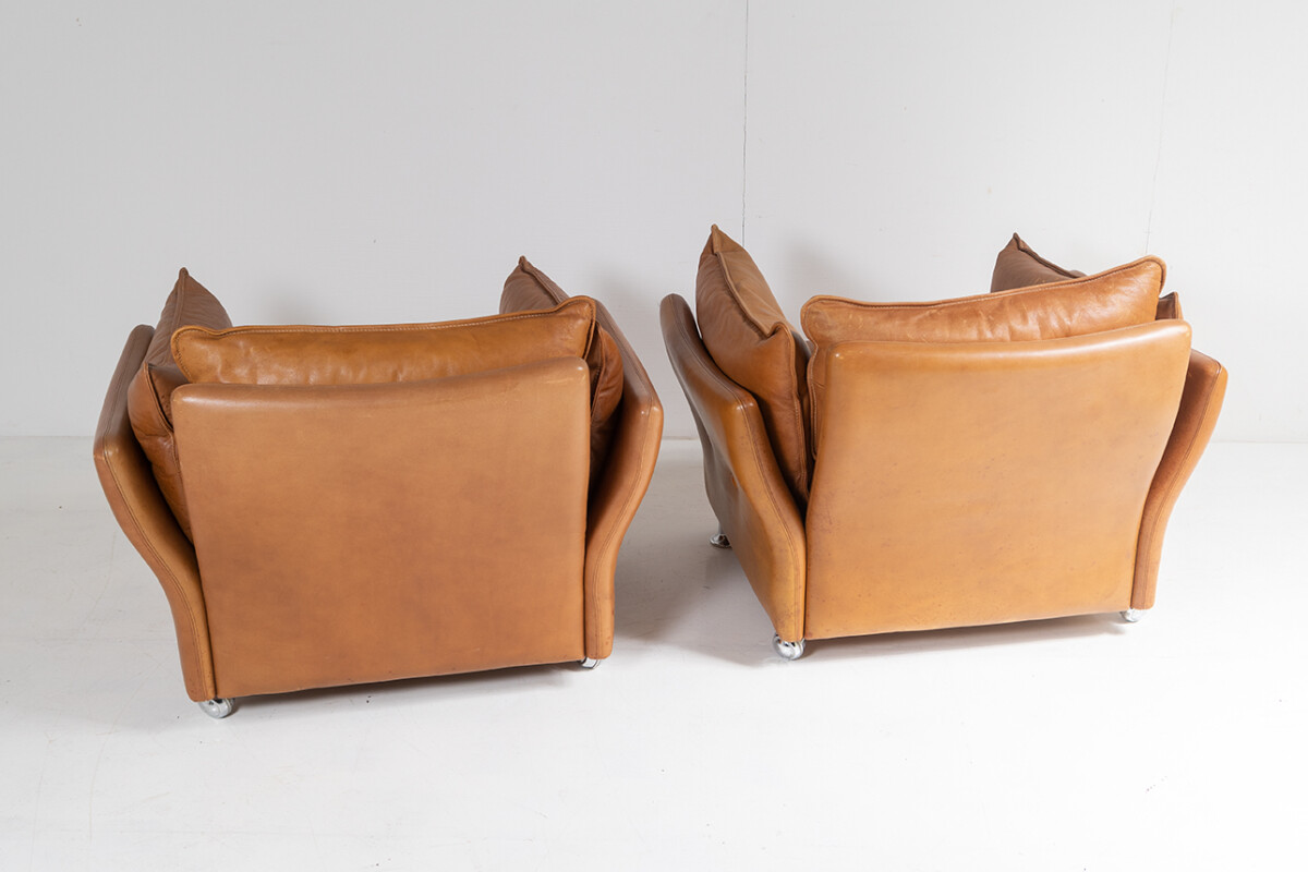 Mid-Century Modern 1980s Pair of Danish Svend Skipper Tan Leather Club Armchairs - Image 15