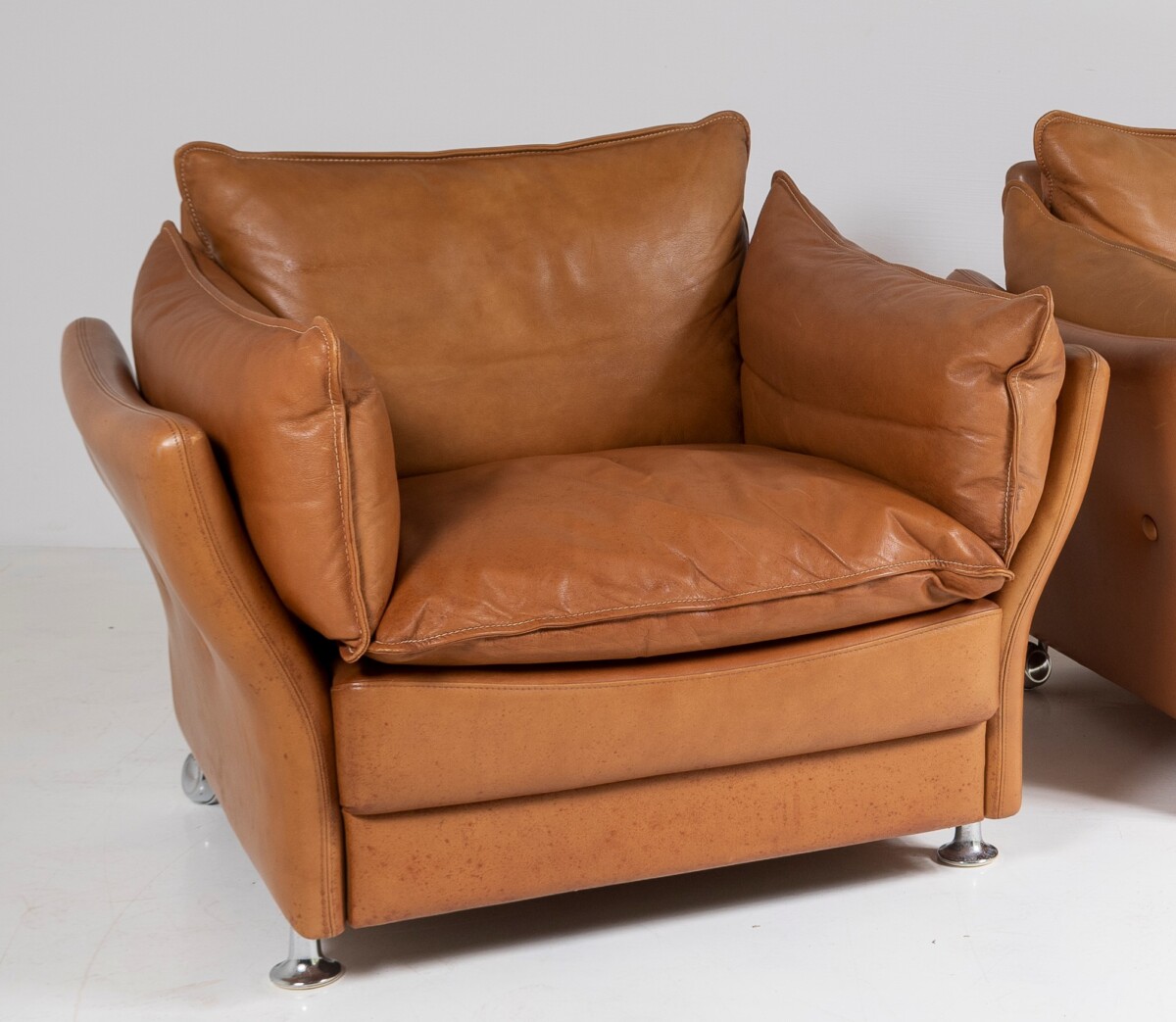 Mid-Century Modern 1980s Pair of Danish Svend Skipper Tan Leather Club Armchairs - Image 14
