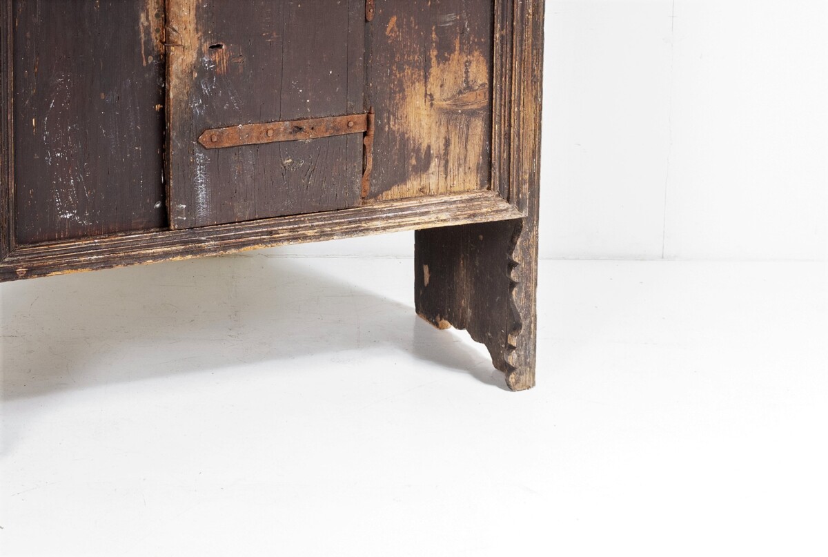 Primitive Rustic European Farmhouse Kitchen Dresser Unit with Storage Shelves and Slate Top - Image 6