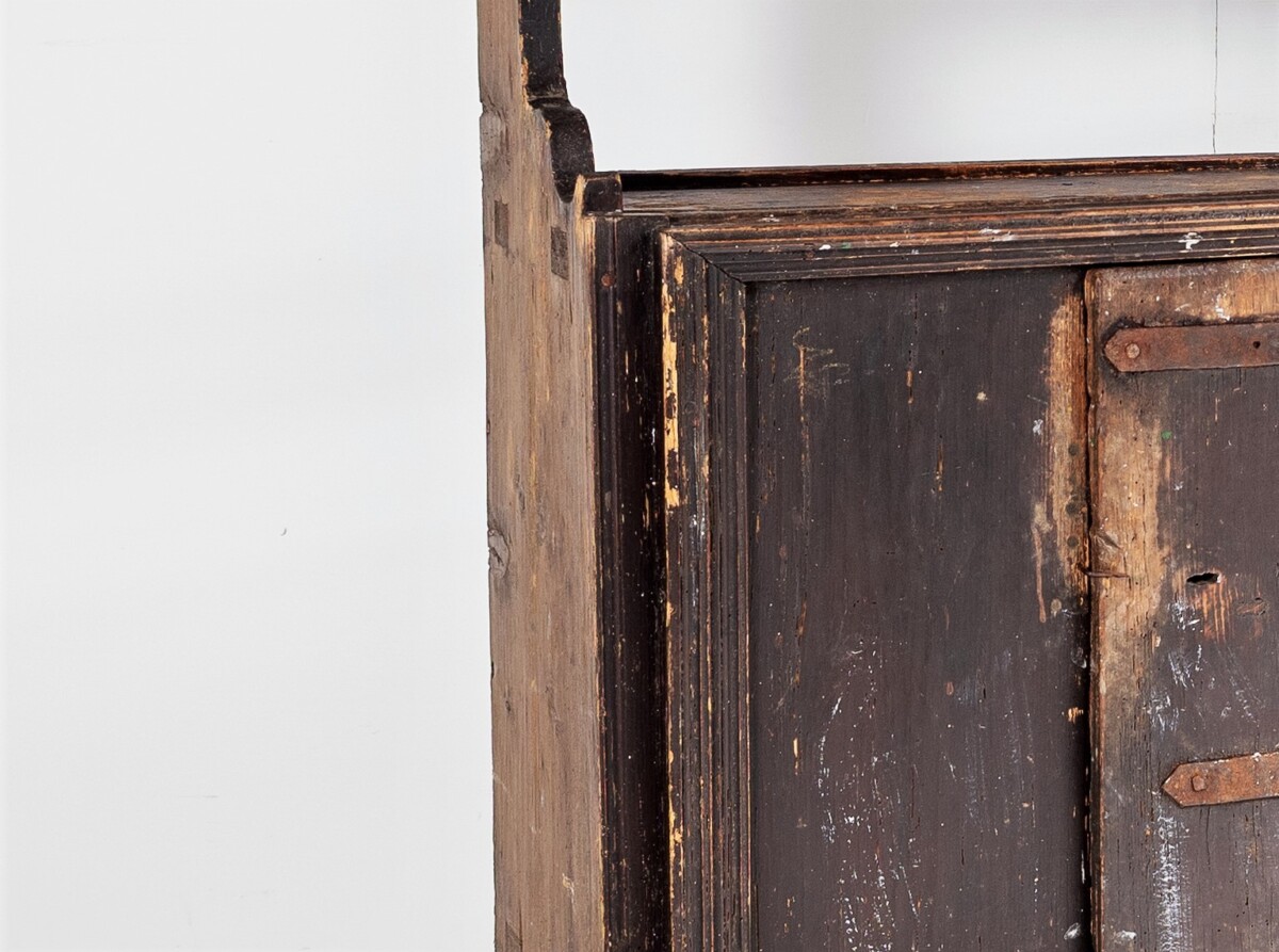 Primitive Rustic European Farmhouse Kitchen Dresser Unit with Storage Shelves and Slate Top - Image 5