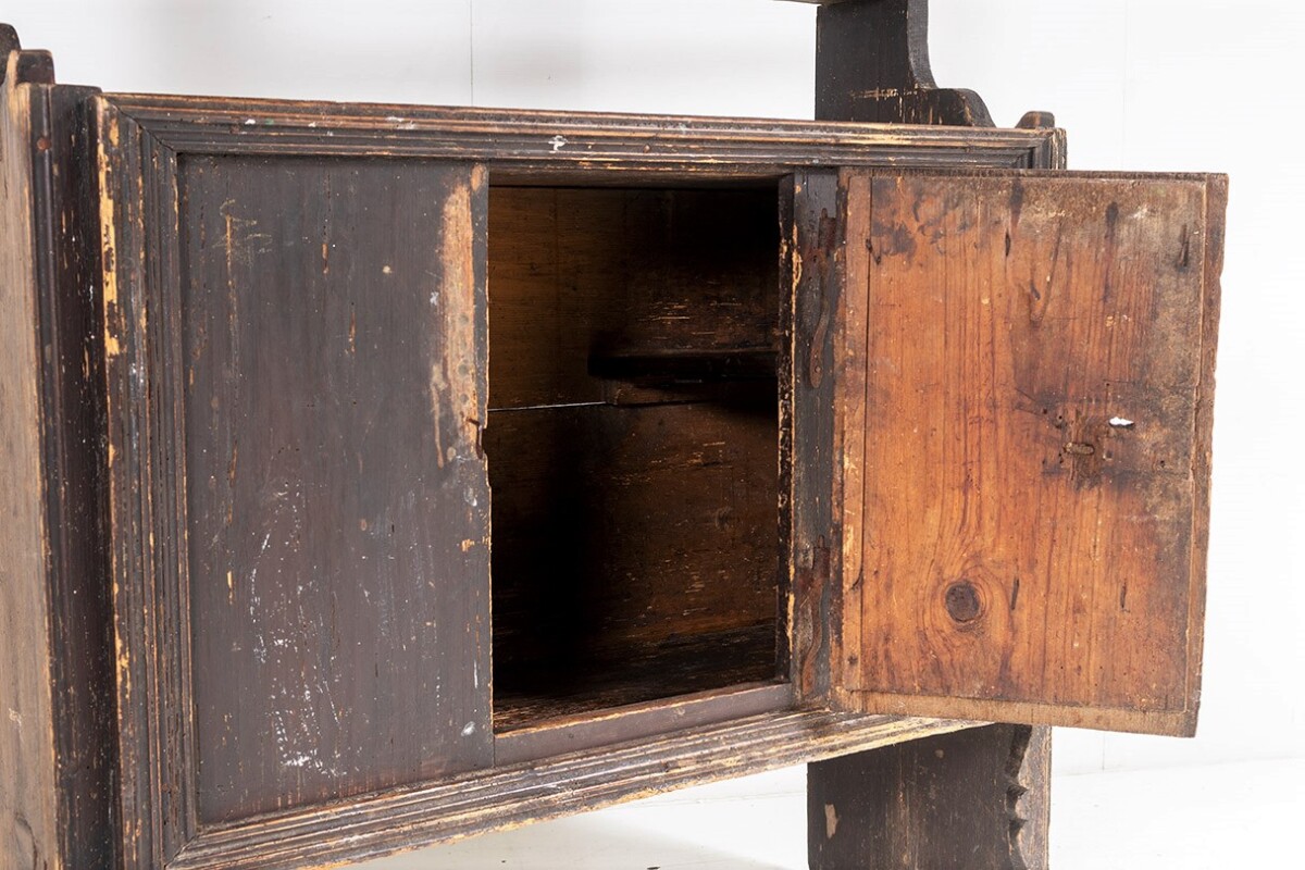 Primitive Rustic European Farmhouse Kitchen Dresser Unit with Storage Shelves and Slate Top - Image 15