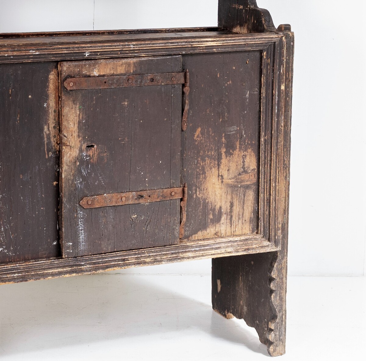 Primitive Rustic European Farmhouse Kitchen Dresser Unit with Storage Shelves and Slate Top - Image 10