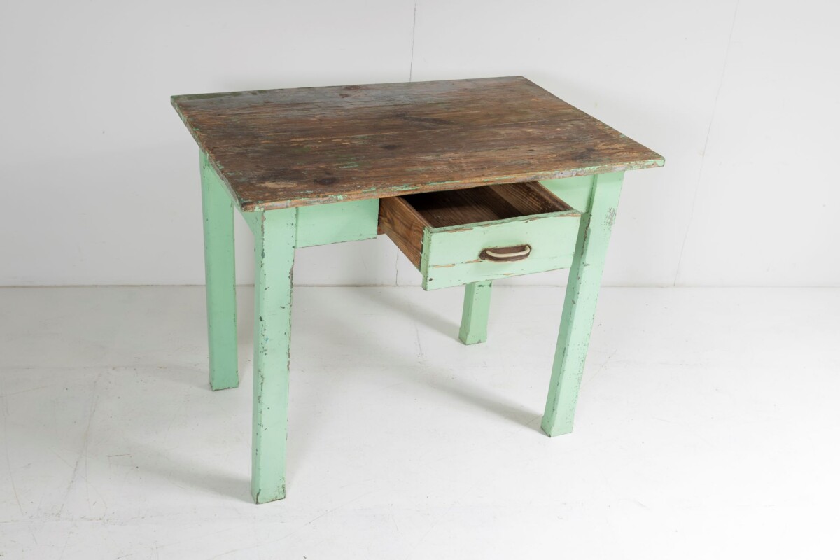 Small Original Rustic Green Painted Pine Farmhouse Table | Writing Table Desk - Image 10