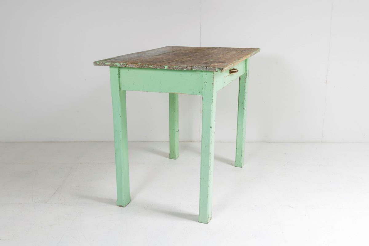 Small Original Rustic Green Painted Pine Farmhouse Table | Writing Table Desk - Image 9