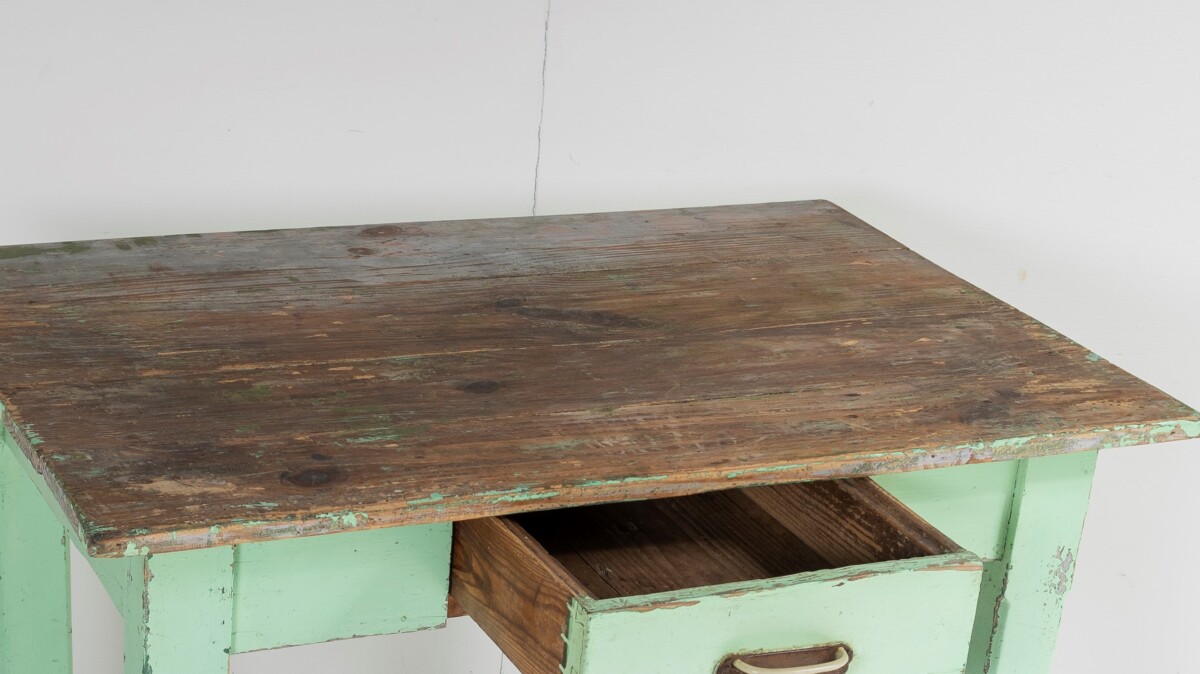 Small Original Rustic Green Painted Pine Farmhouse Table | Writing Table Desk - Image 2