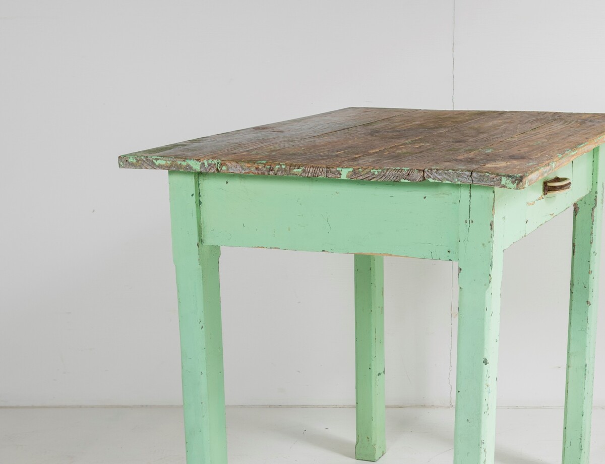 Small Original Rustic Green Painted Pine Farmhouse Table | Writing Table Desk - Image 7