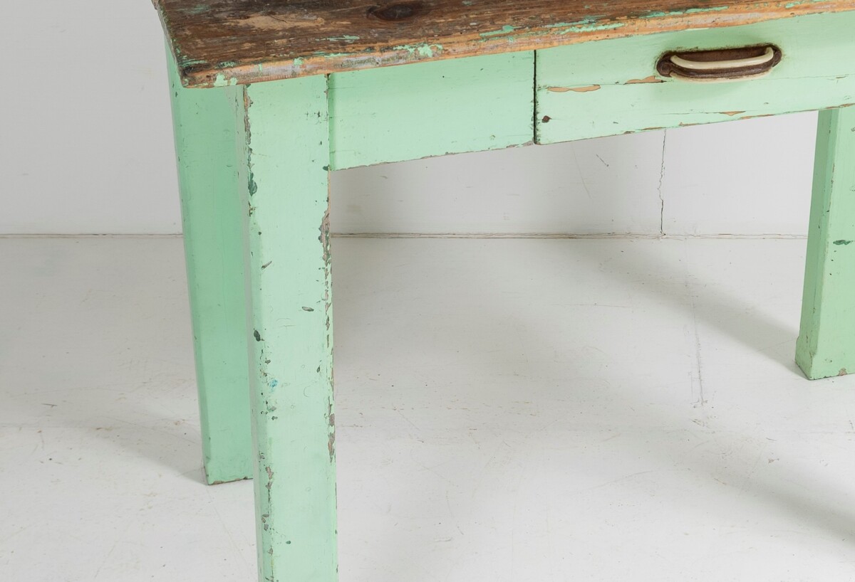 Small Original Rustic Green Painted Pine Farmhouse Table | Writing Table Desk - Image 6