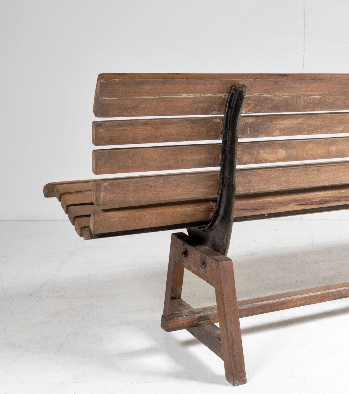 Unusual Hardwood Iroko and Cast Iron Garden Bench | Porch Logia Seating - Image 11