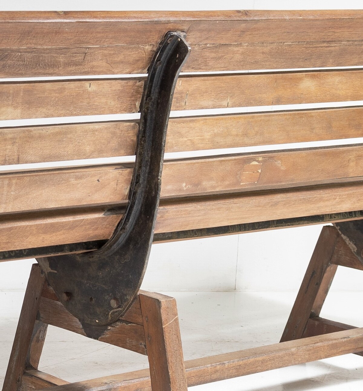Unusual Hardwood Iroko and Cast Iron Garden Bench | Porch Logia Seating - Image 10