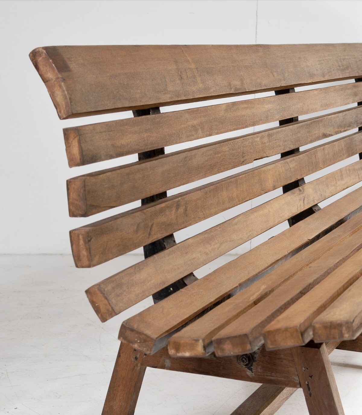 Unusual Hardwood Iroko and Cast Iron Garden Bench | Porch Logia Seating - Image 8