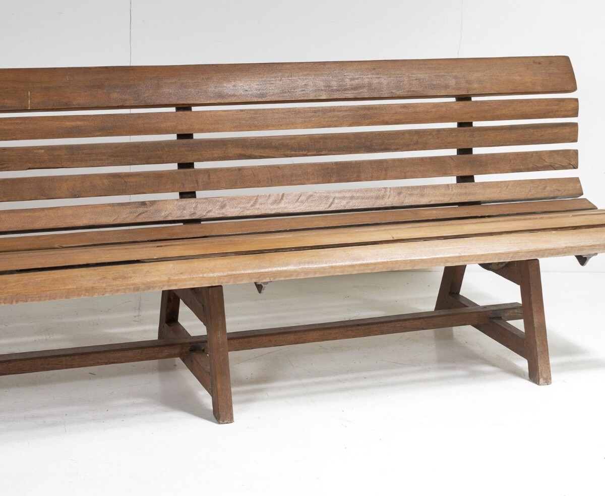 Unusual Hardwood Iroko and Cast Iron Garden Bench | Porch Logia Seating - Image 15