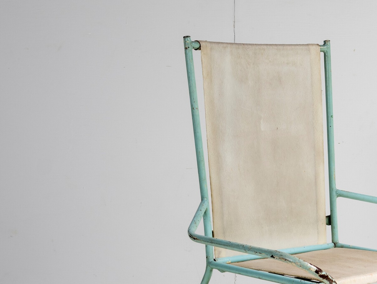 Unusual 1950s Swedish Metal Picnic Seat with Small Pull out Tray - Image 3