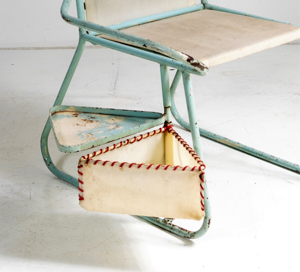Unusual 1950s Swedish Metal Picnic Seat with Small Pull out Tray - Image 2