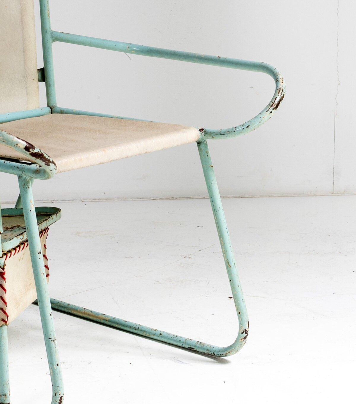 Unusual 1950s Swedish Metal Picnic Seat with Small Pull out Tray - Image 4