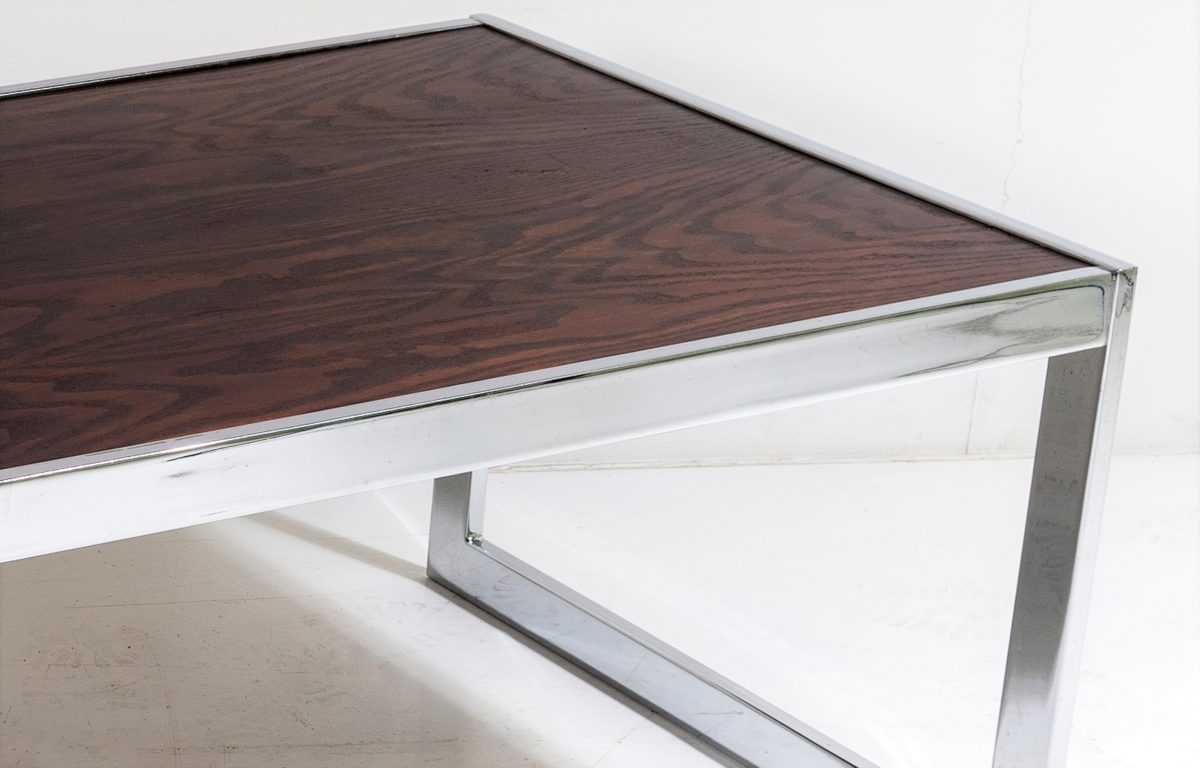 Large 1970s Mid Century Chrome Rosewood Coffee Table in the style of Merrow Associates - Image 5