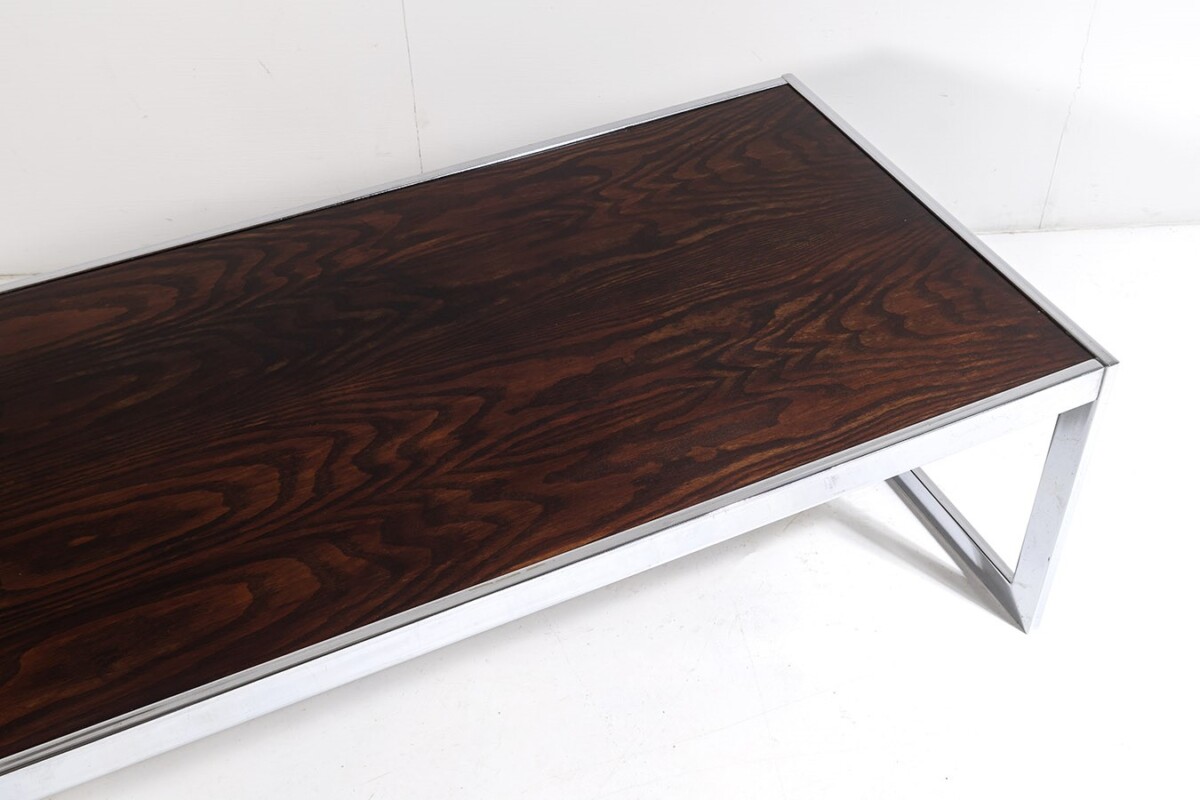 Large 1970s Mid Century Chrome Rosewood Coffee Table in the style of Merrow Associates - Image 2