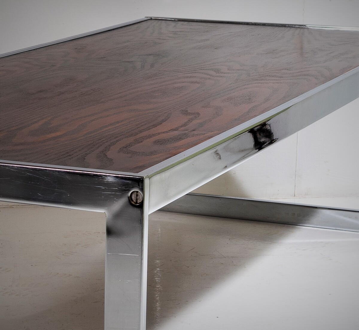 Large 1970s Mid Century Chrome Rosewood Coffee Table in the style of Merrow Associates - Image 6
