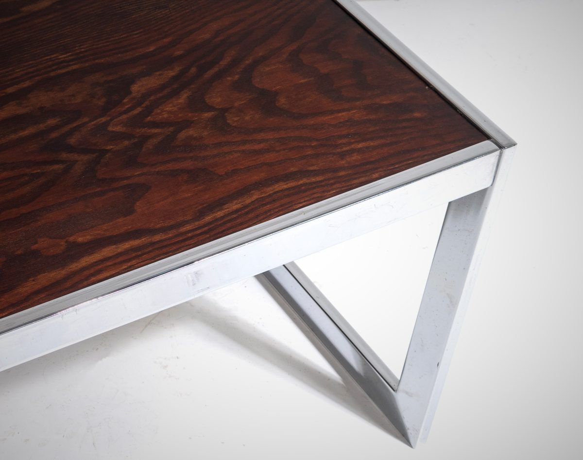 Large 1970s Mid Century Chrome Rosewood Coffee Table in the style of Merrow Associates - Image 11