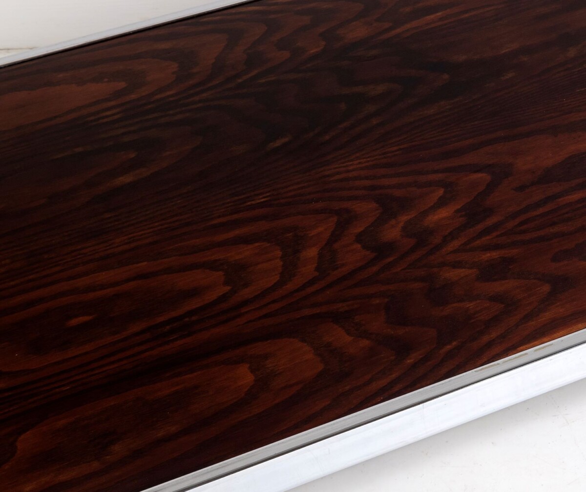 Large 1970s Mid Century Chrome Rosewood Coffee Table in the style of Merrow Associates - Image 10