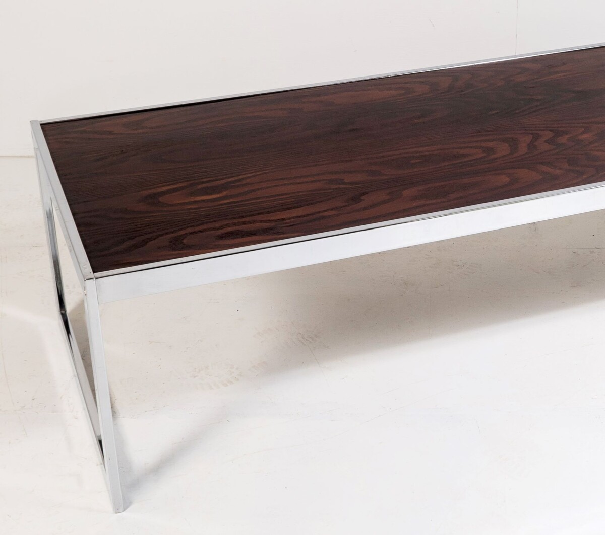 Large 1970s Mid Century Chrome Rosewood Coffee Table in the style of Merrow Associates - Image 9